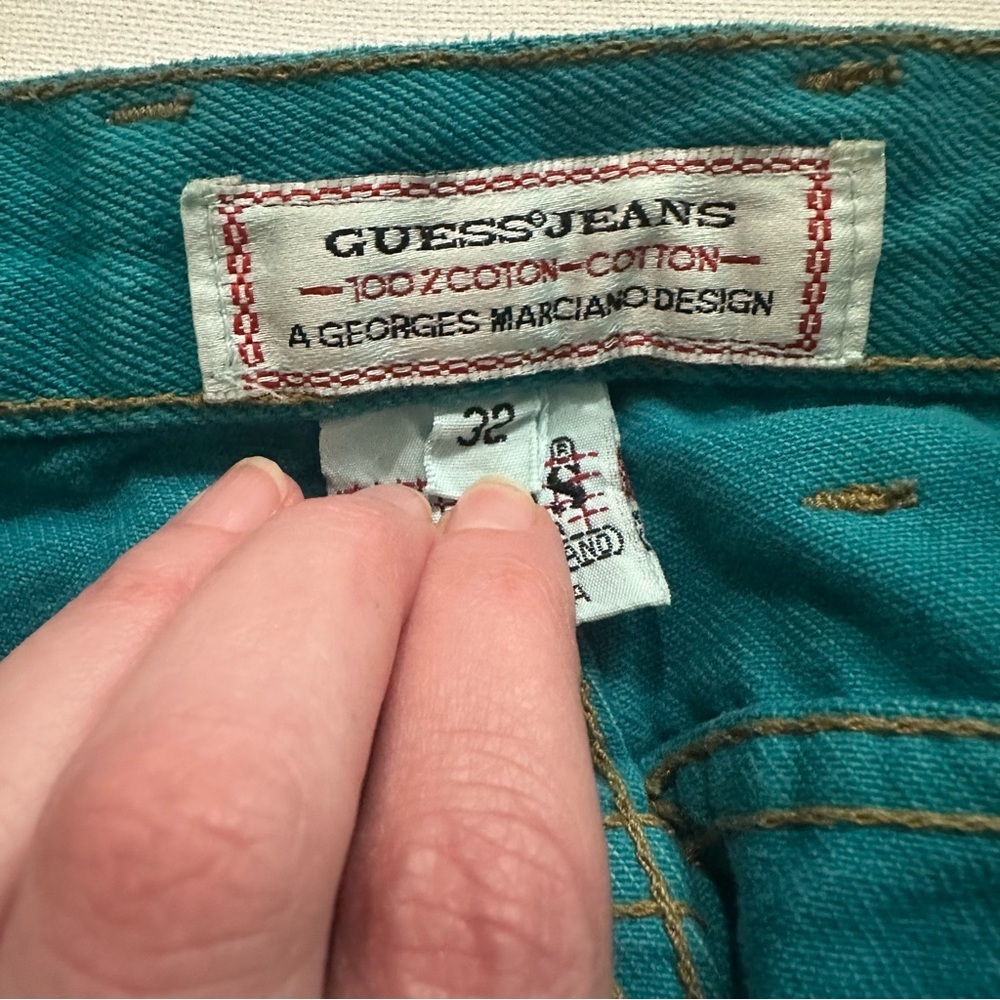 Guess by George Marciano Vintage 80’s Turquoise Teal Denim Jeans Size 32 - Picture 10 of 10